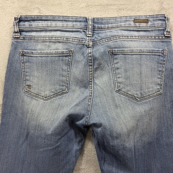 Kut From The Kloth Jeans Womens 6 Blue Cuffed Distressed Raw Hem Cropped Denim - Picture 3 of 10